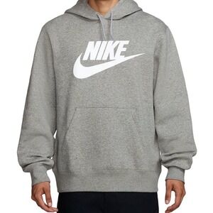 NWT 1X Nike Women's Gray Sportswear Club Fleece Logo Pullover Hoodie